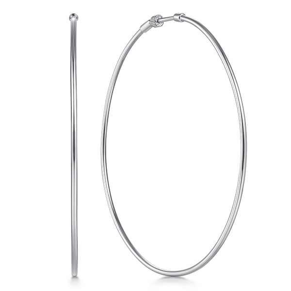 14K White Gold 30mm Round Classic Hoop Earrings - EG1360-Gabriel & Co.-Renee Taylor Gallery