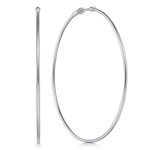 14K White Gold 70mm Round Classic Hoop Earrings - EG13606W4JJJ-Gabriel & Co.-Renee Taylor Gallery