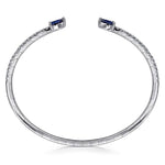 14K White Gold Arrow Sapphire and Diamond Cuff Bracelet - BG4770-62W45SA-Gabriel & Co.-Renee Taylor Gallery