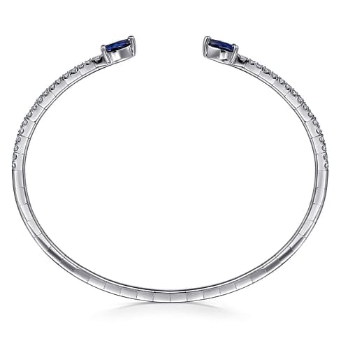 14K White Gold Arrow Sapphire and Diamond Cuff Bracelet - BG4770-62W45SA-Gabriel & Co.-Renee Taylor Gallery