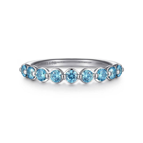14K White Gold Blue Topaz Stackable RD Ring Color Collection - LR52874W4JBT-Gabriel & Co.-Renee Taylor Gallery