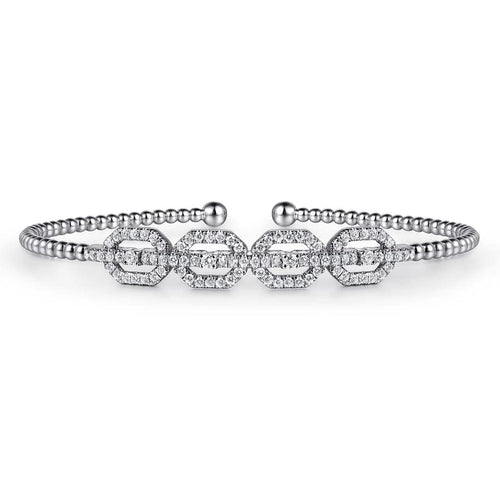 14K White Gold Diamond Pavé Link Bead Cuff Bracelet – BG4229-65W45JJ-Gabriel & Co.-Renee Taylor Gallery