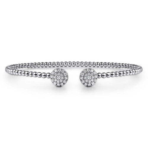 14K White Gold Bujukan Cluster Diamond Split Bangle – BG4123-65W45JJ-Gabriel & Co.-Renee Taylor Gallery