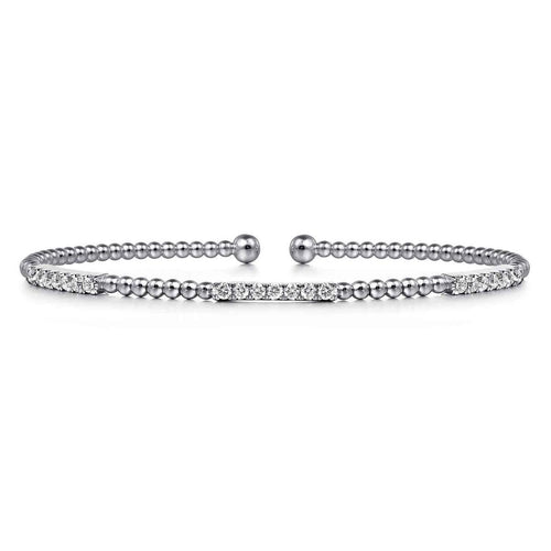 14K White Gold Bujukan Diamond RD Stations Bangle Bujukan Collection - BG4217-57W45JJ-Gabriel & Co.-Renee Taylor Gallery