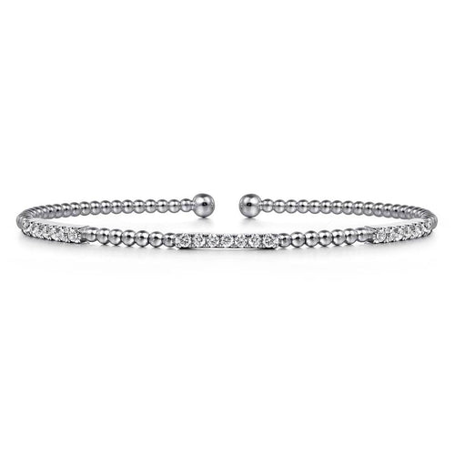 14K White Gold Diamond Station Bangle Bracelet – BG4217-6W45JJ-Gabriel & Co.-Renee Taylor Gallery