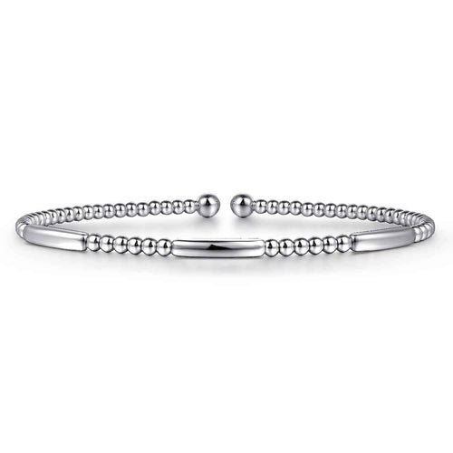 14K White Gold Bujukan Open Bangle RD Bujukan Collection - BG4419-57W4JJJ-Gabriel & Co.-Renee Taylor Gallery