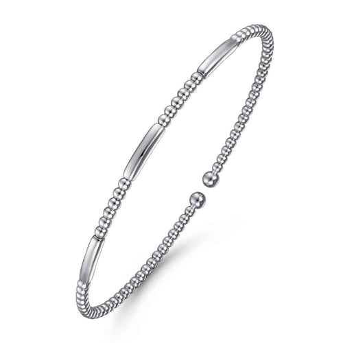 14K White Gold Bujukan Open Bangle RD Bujukan Collection - BG4419-57W4JJJ-Gabriel & Co.-Renee Taylor Gallery