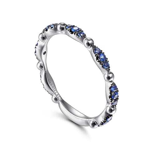 14K White Gold Cluster Sapphire and Bujukan Ball Stackable Ring - LR51704W4JSA-Gabriel & Co.-Renee Taylor Gallery