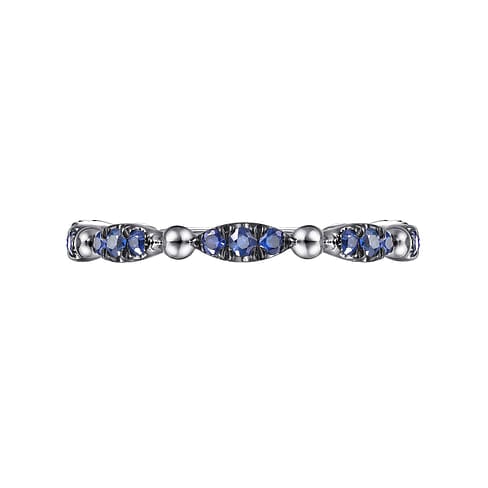 14K White Gold Cluster Sapphire and Bujukan Ball Stackable Ring - LR51704W4JSA-Gabriel & Co.-Renee Taylor Gallery