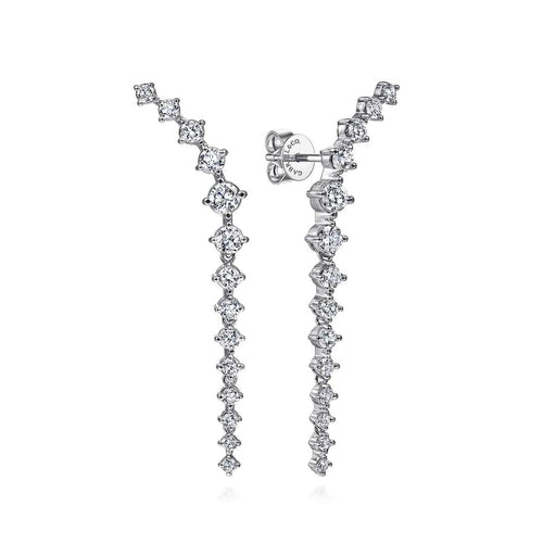 14K White Gold Curved Diamond Linear Earrings – EG13910W45JJ-Gabriel & Co.-Renee Taylor Gallery
