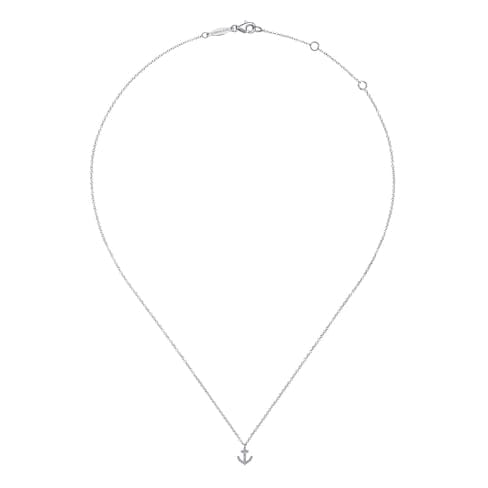 14K White Gold Diamond Anchor Pendant Necklace - NK5437W45JJ-Gabriel & Co.-Renee Taylor Gallery