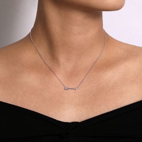 14K White Gold Diamond Arrow Necklace - NK5448W45JJ-Gabriel & Co.-Renee Taylor Gallery