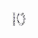 14K White Gold Diamond Baguette RD Huggie Earrings Lusso Collection - EG15732W44JJ-Gabriel & Co.-Renee Taylor Gallery