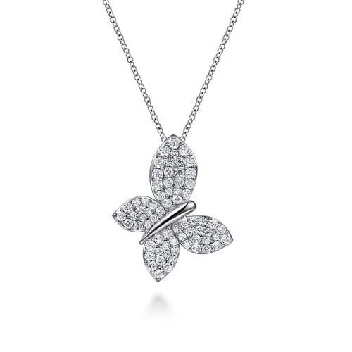14K White Gold Diamond Butterfly Pendant Necklace - NK7934W45JJ-Gabriel & Co.-Renee Taylor Gallery