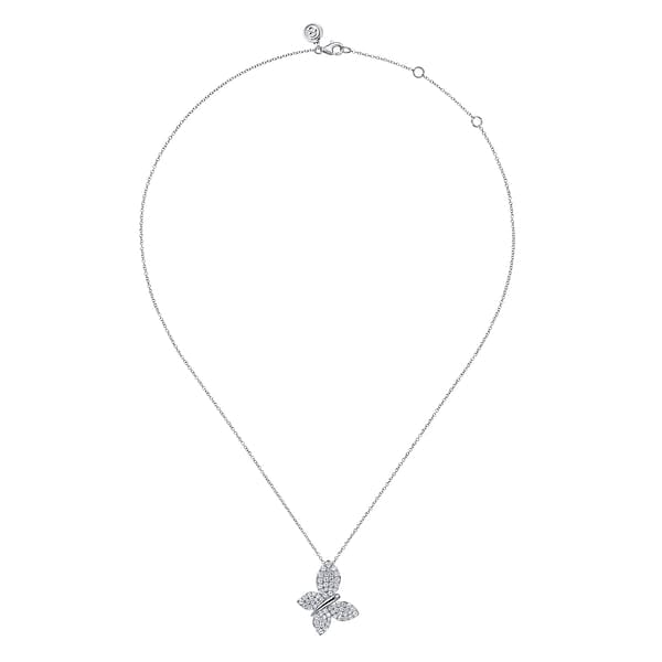 14K White Gold Diamond Butterfly Pendant Necklace - NK7934W45JJ-Gabriel & Co.-Renee Taylor Gallery