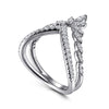 14K White Gold Two Row Bursting Diamond Chevron Ring - LR51656W45JJ-Gabriel & Co.-Renee Taylor Gallery