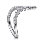 14K White Gold Two Row Bursting Diamond Chevron Ring - LR51656W45JJ-Gabriel & Co.-Renee Taylor Gallery