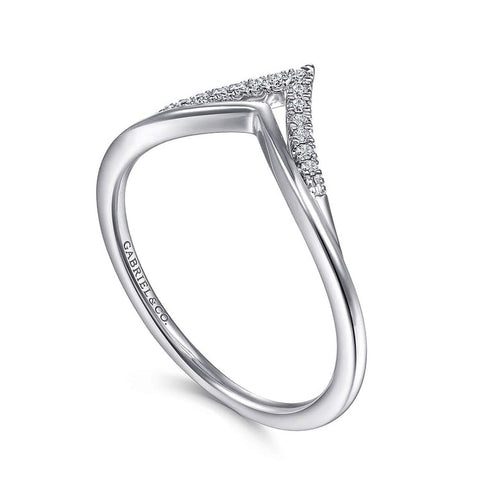 14K White Gold Diamond Chevron Ring - LR51826W45JJ-Gabriel & Co.-Renee Taylor Gallery