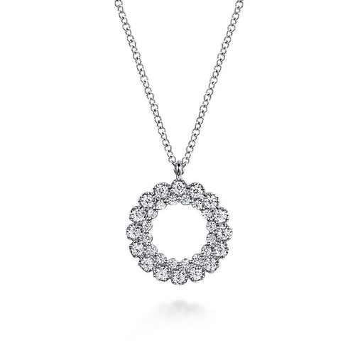 14K White Gold Diamond Circle Pendant Necklace - NK7763W45JJ-Gabriel & Co.-Renee Taylor Gallery
