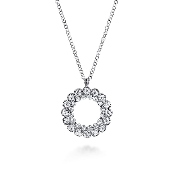 14K White Gold Diamond Circle Pendant Necklace - NK7763W45JJ-Gabriel & Co.-Renee Taylor Gallery