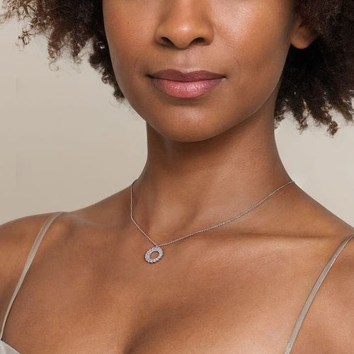 14K White Gold Diamond Circle Pendant Necklace - NK7763W45JJ-Gabriel & Co.-Renee Taylor Gallery