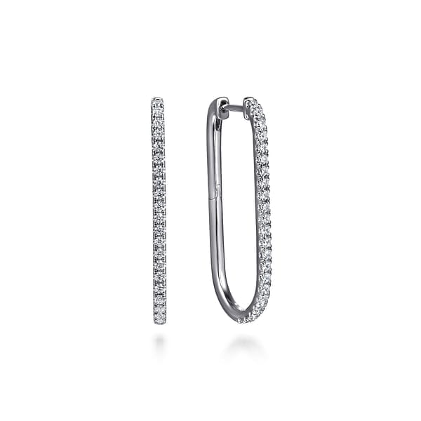 14K White Gold Diamond Classic Elongated Oval Hoop Earrings - EG15272W45JJ-Gabriel & Co.-Renee Taylor Gallery
