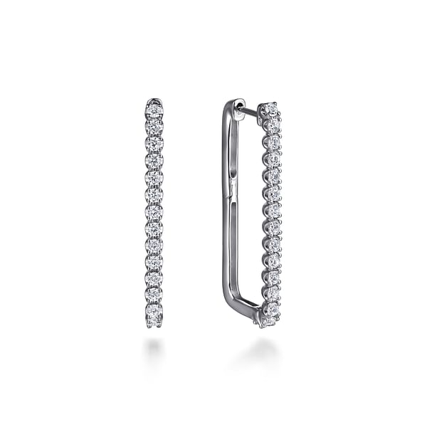 14K White Gold Diamond Classic Paperclip Hoop Earrings - EG15275W45JJ-Gabriel & Co.-Renee Taylor Gallery