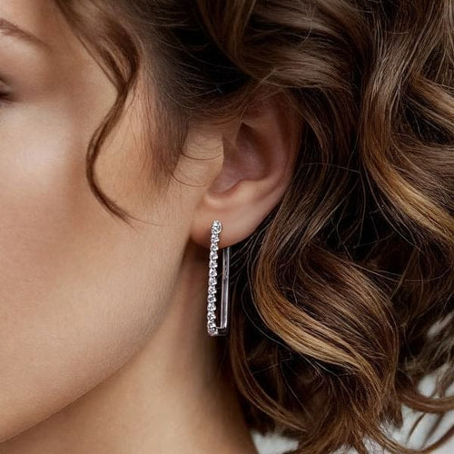 14K White Gold Diamond Classic Paperclip Hoop Earrings - EG15275W45JJ-Gabriel & Co.-Renee Taylor Gallery