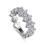 14K White Gold Diamond Cluster Station Ring - LR52362W45JJ-Gabriel & Co.-Renee Taylor Gallery