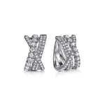 14K White Gold Diamond Criss Cross Huggie Earrings - EG15271W45JJ-Gabriel & Co.-Renee Taylor Gallery