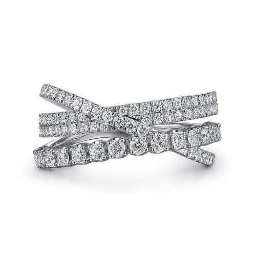14K White Gold Diamond Criss Cross Ring - LR52751W45JJ-Gabriel & Co.-Renee Taylor Gallery