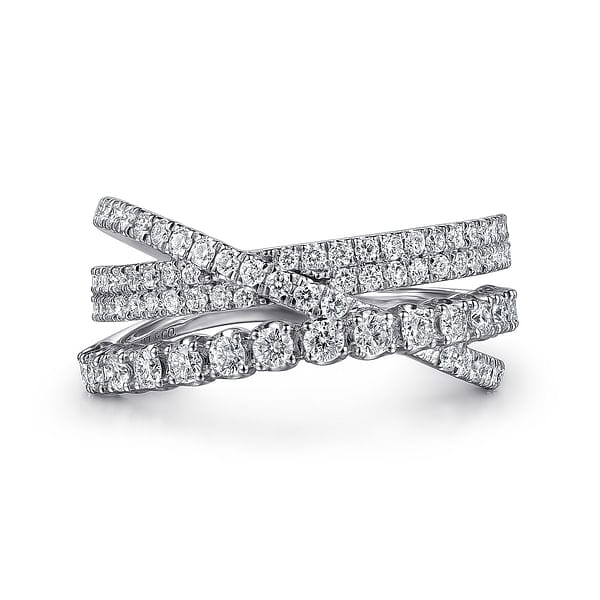 14K White Gold Diamond Criss Cross Ring - LR52751W45JJ-Gabriel & Co.-Renee Taylor Gallery