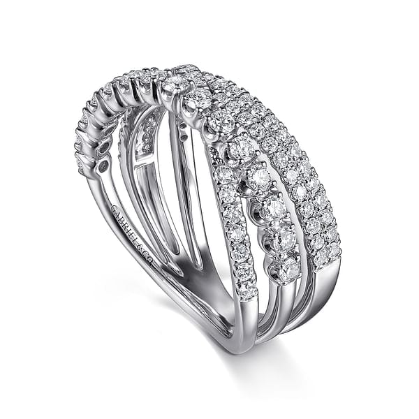 14K White Gold Diamond Criss Cross Ring - LR52751W45JJ-Gabriel & Co.-Renee Taylor Gallery