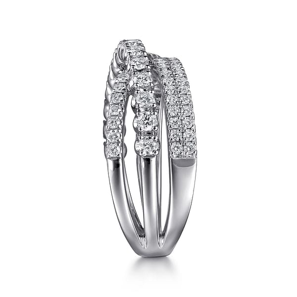 14K White Gold Diamond Criss Cross Ring - LR52751W45JJ-Gabriel & Co.-Renee Taylor Gallery