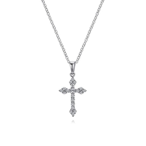 14K White Gold Diamond Cross Pendant Necklace - NK4999W45JJ-Gabriel & Co.-Renee Taylor Gallery