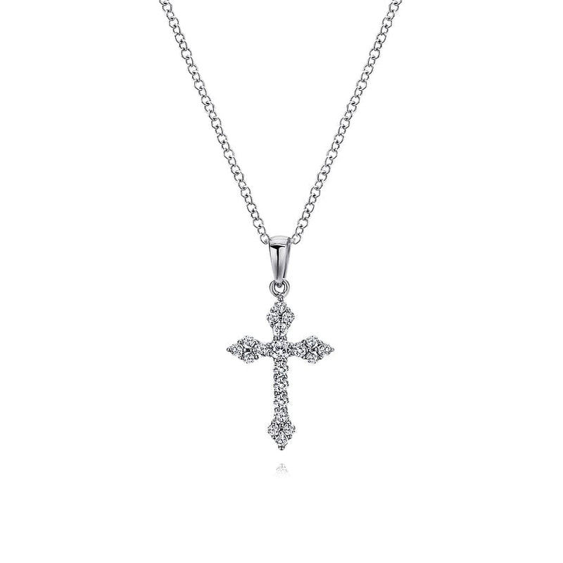 14K White Gold Diamond Cross Pendant Necklace - NK4999W45JJ-Gabriel & Co.-Renee Taylor Gallery