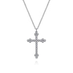 14K White Gold Diamond Cross Pendant Necklace - NK7197W45JJ-Gabriel & Co.-Renee Taylor Gallery