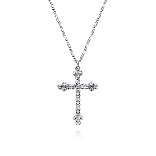 14K White Gold Diamond Cross Pendant Necklace - NK7197W45JJ-Gabriel & Co.-Renee Taylor Gallery