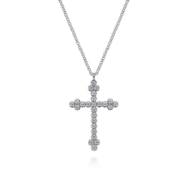 14K White Gold Diamond Cross Pendant Necklace - NK7197W45JJ-Gabriel & Co.-Renee Taylor Gallery