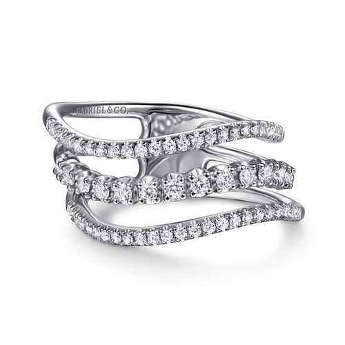 14K White Gold Diamond Curved Easy Stackable Ring – LR52980W45JJ-Gabriel & Co.-Renee Taylor Gallery
