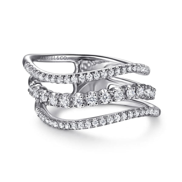 14K White Gold Diamond Curved Easy Stackable Ring – LR52980W45JJ ...