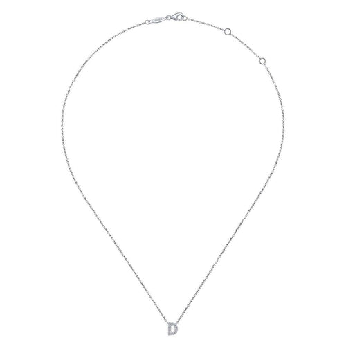14K White Gold Diamond D Initial Pendant Necklace - NK4577D-W45JJ-Gabriel & Co.-Renee Taylor Gallery