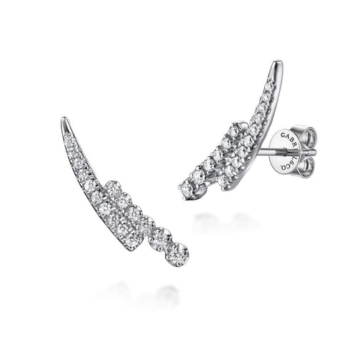 14K White Gold Diamond Double Row Stacked Ear Climber Earrings – EG15561W45JJ-Gabriel & Co.-Renee Taylor Gallery