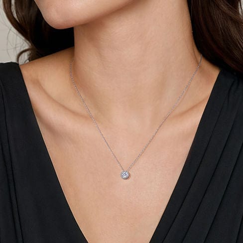 14K White Gold Diamond Halo Pendant Necklace - NK2824W45JJ-Gabriel & Co.-Renee Taylor Gallery
