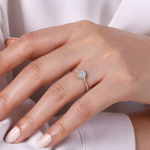 14K White Gold Diamond Halo Promise Ring - LR51264W45JJ-Gabriel & Co.-Renee Taylor Gallery