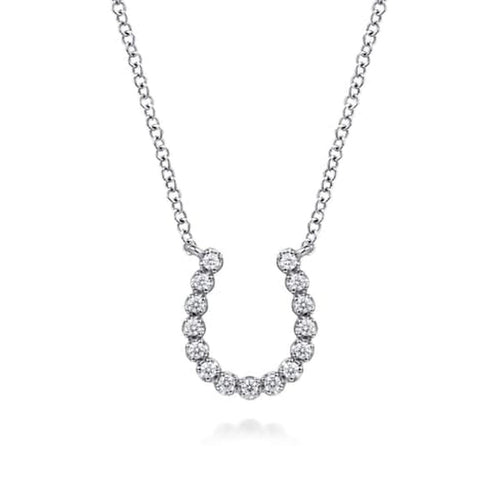 14K White Gold Diamond Horseshoe Pendant Necklace - NK8056W45JJ-Gabriel & Co.-Renee Taylor Gallery