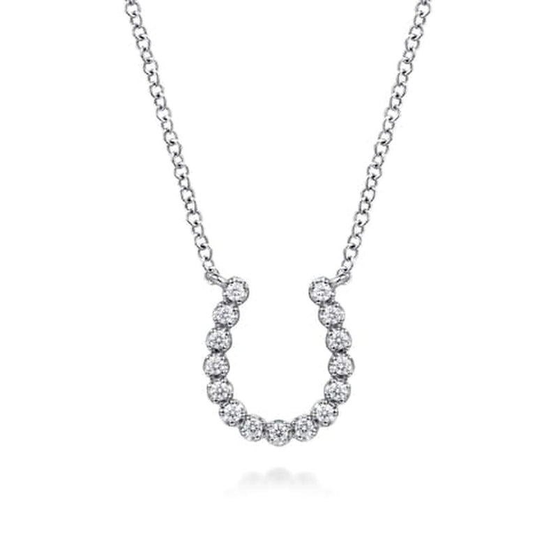 14K White Gold Diamond Horseshoe Pendant Necklace - NK8056W45JJ-Gabriel & Co.-Renee Taylor Gallery