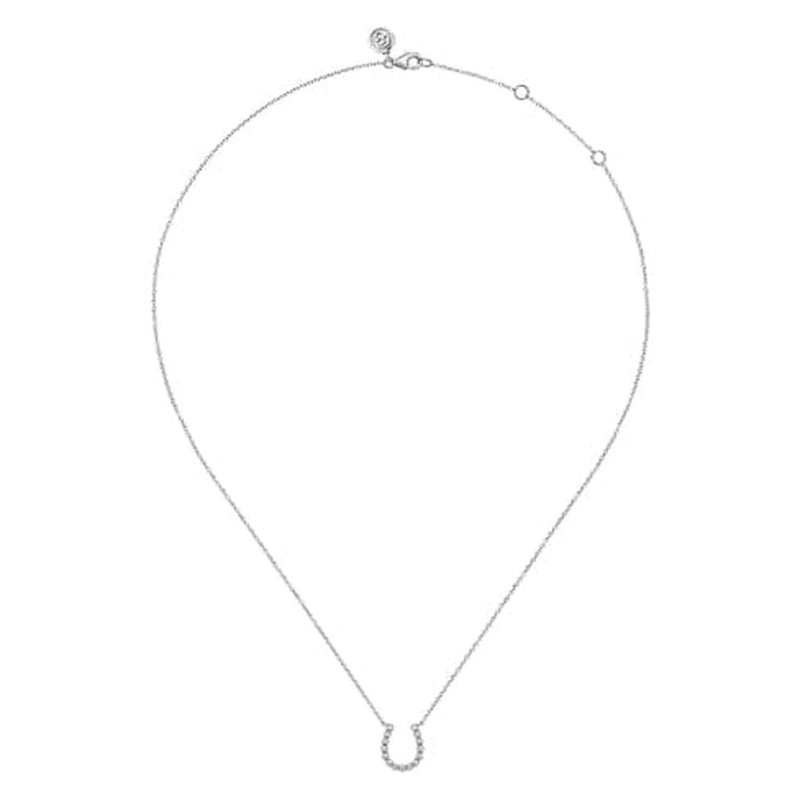 14K White Gold Diamond Horseshoe Pendant Necklace - NK8056W45JJ-Gabriel & Co.-Renee Taylor Gallery