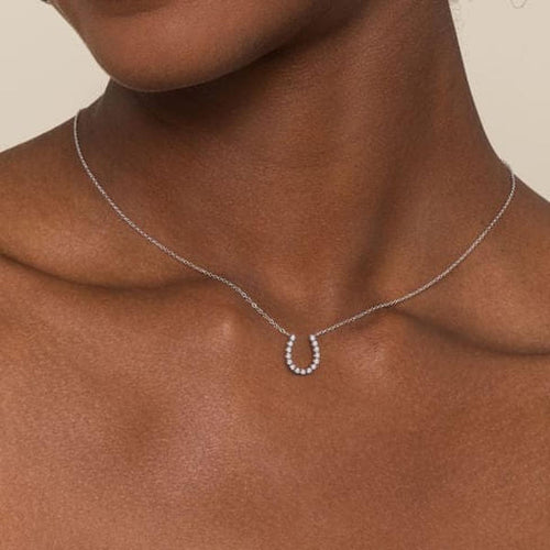 14K White Gold Diamond Horseshoe Pendant Necklace - NK8056W45JJ-Gabriel & Co.-Renee Taylor Gallery
