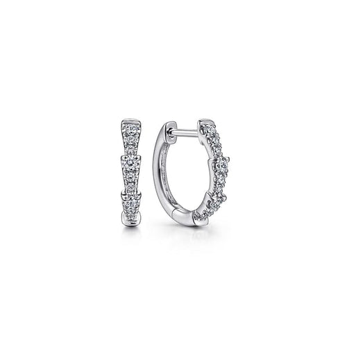 14K White Gold Diamond Huggie Earrings - EG14523W45JJ-Gabriel & Co.-Renee Taylor Gallery